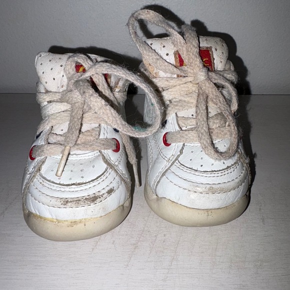 Mc Kids White Leather Sneakers Colorful‎ Accents Toddler Shoes Size 3 1990s Y2K - Picture 3 of 6